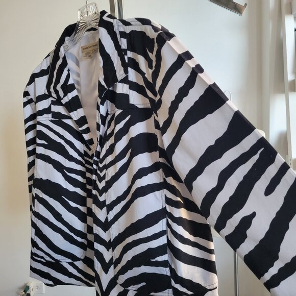 Patrick Christopher Black & White Geometric Open Front Lined Jacket (Size 2X) - Picture 5 of 14